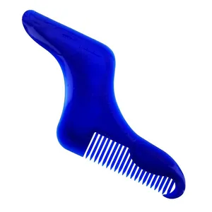 Peine moldeador de barba azul transparente profesional para un peinado y afeitado preciso