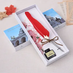 Stylo Plume Oiseau Européen Rétro Encre Luxe Étui Cadeau Écriture Calligraphie Papeterie Pour Anniversaire Noël
