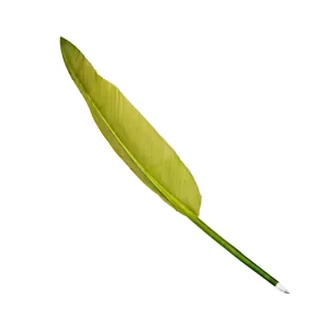 Green feather-shaped ballpoint pen for creative stationery and holiday gifts