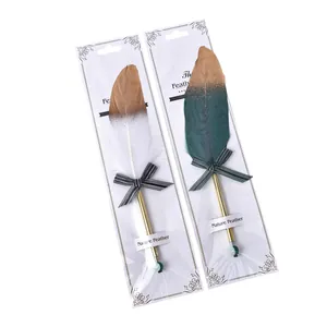 Elegant feather ballpoint pens with bow knot decoration for Christmas school gift