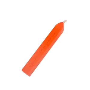 Orange pearlescent sealing wax stick with cotton wick for vintage envelope stamp seals