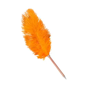 Elegante bolígrafo de pluma de avestruz naranja ideal para bodas o regalos creativos