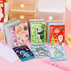 Colección de mini cuadernos de bolsillo con relieve 3D y lindos diseños de dibujos animados