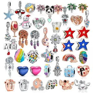 Multicolor Zinc Alloy Enamel Rhinestone Charm Pendant For DIY Bracelet Necklace Making Cartoon Animal Plant Starfish Heart Jewelry Charms