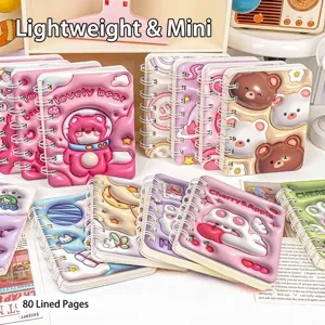 Quaderno a spirale A7 stile puffy con 80 fogli a righe per cancelleria carina.