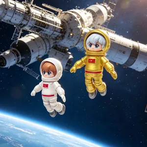 Mini Astronaut Resin Figurine Set Space Spaceman Doll Ornament For Desktop Micro Landscape Decoration Gold White Statues