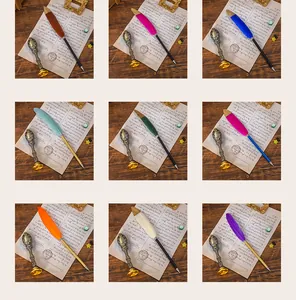 Κομψό vintage σετ στυλό με φτερό και σφραγίδα κεριού διαθέσιμο σε εννέα ζωηρά χρώματα