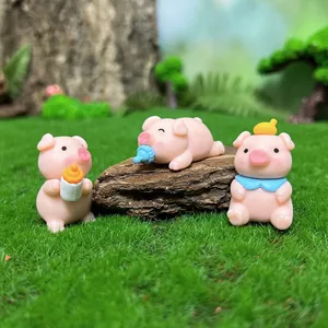Cute pink pig figurines for micro landscape decoration and cake toppers.
