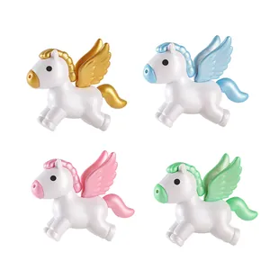 Set of four colorful mini flying horse figurines for DIY craft and car decorations