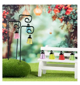 Set de mini faroles luminosos de colores para decoración de paisajes de jardín de hadas