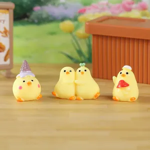 Lindas minifiguritas de pollitos de resina para micropaisajes y decoración de jardín