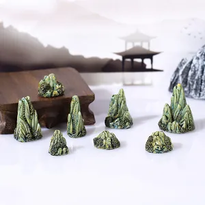 Detailed miniature Chinese style mountain rockery set for bonsai and micro landscape garden