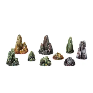 Set of miniature artificial rockery figurines for Zen garden and bonsai decoration.