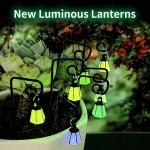 Luminous miniature lantern garden stakes for succulent pot decoration
