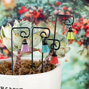 Decorative miniature luminous street lamp stakes for succulent pots and fairy garden landscapes