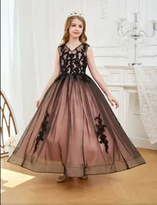 Elegant girl's lace princess dress for flower girl performances and formal events.