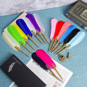 Europese vintage verenzet met luxe gouden penpunten en zwarte geschenkdoos