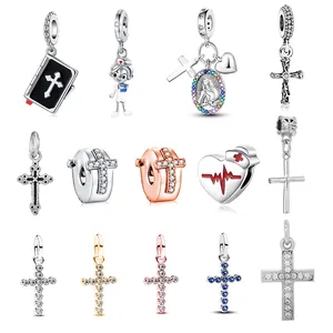 Alloy Cross Charms For Jewelry Making Bible Nurse Hat Heart Pendants Rhinestone Enamel Religious Medical Theme Beads Women DIY Bracelet