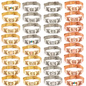 Meillard Style Stainless Steel Mesh Charm Bracelet For Women Rhinestone Butterfly Heart Star Best Friend Jewelry Gift