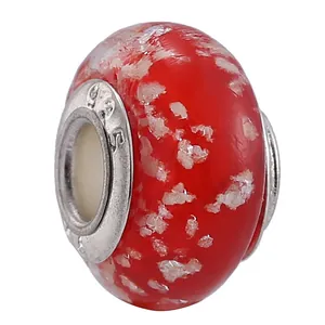 Perle lumineuse rouge avec noyau en argent S925 pour la création de bijoux DIY