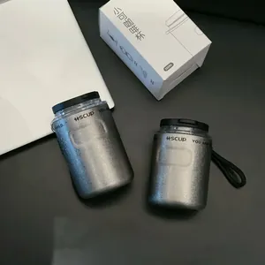 Detailed view of 304 stainless steel coffee cups with lanyards and product packaging