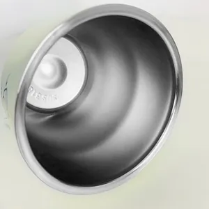 Macro view showing the high-quality SUS 316 stainless steel interior of a cup