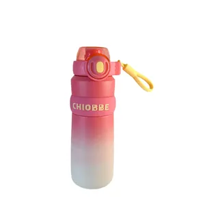 Pink gradient insulated water bottle with lock cap and carry loop