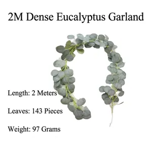 Vue détaillée d'une guirlande d'eucalyptus artificiel de 2 mètres avec 143 feuilles