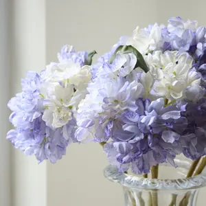 Close-up detail of vintage style purple burnt-edge artificial hydrangea flower petals
