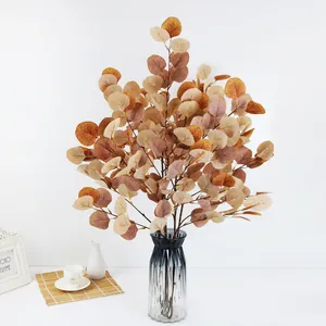 Hojas de eucalipto artificiales naranjas para decoración elegante de casa y bodas