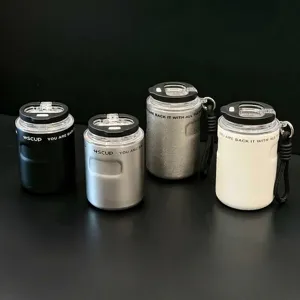 316 Stainless Steel Vacuum Insulated Coffee Mug Portable Travel Water Bottle With Dual Drink Lid And Carry Rope Modern Coffee Cup
