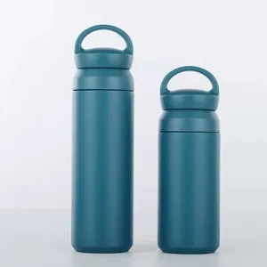 Gourdes isothermes minimalistes en acier inoxydable bleu sarcelle avec bouchons à boucle