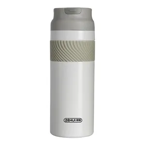 316 Stainless Steel Insulated Water Cup Outdoor Sports Bounce Lid Portable Vacuum Flask Student Direct Drinking Bottle With Silicone Sleeve