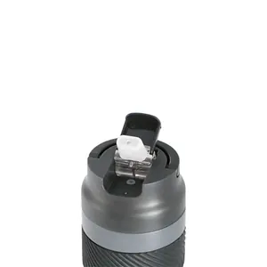 Close-up of the flip-top lid mechanism for 316 stainless steel sports thermos bottle