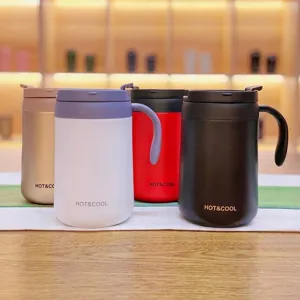 304 Stainless Steel Insulated Mug With Handle Vacuum Coffee Cup Leakproof Lid Office Home Thermal Water Bottle Hot And Cool