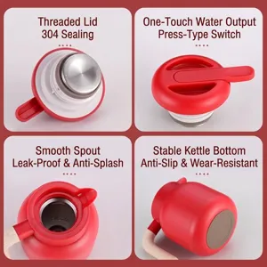 Pichet thermique rouge en inox 304 pour café et thé avec détails du bec verseur