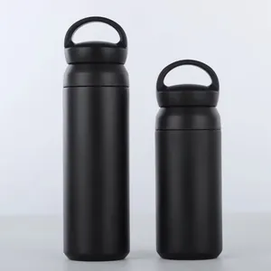 Bouteilles isothermes en acier inoxydable noir mat avec poignées, deux tailles