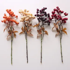 Realistic artificial pomegranate and berry fruit branches in four colors for home decoration