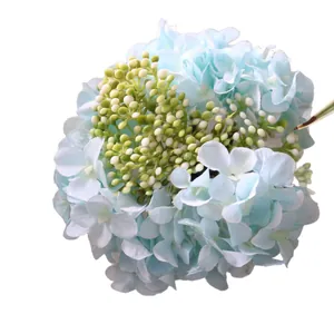 Light blue artificial silk hydrangea bundle for home decor and headwear accessories
