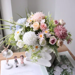 Kunstbloem Boeket Met Ui Bal Roos Madeliefje Bos Pastorale Stijl Voor Huisdecoratie Bruiloft DIY Accessoire