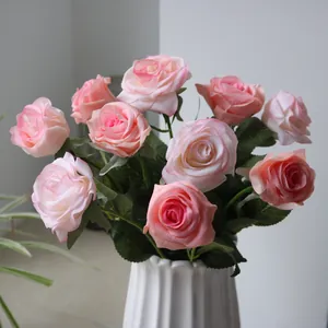 Detail showing realistic pink silk roses with moisturizing texture for home decor