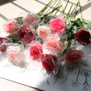 Artificial Moisturizing Silk Roses Single Stem Fake Flowers For Home Wedding Party Decoration Photography Floral Props