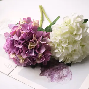 Close-up of purple and white artificial hydrangea flowers for elegant home and wedding decor
