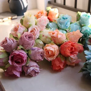 High-quality multi-colored artificial silk roses for wedding and home decoration