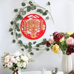 Green artificial eucalyptus leaf vine garland for wedding wall and home decoration