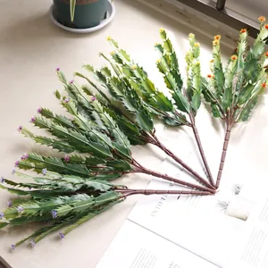 Macro view of realistic artificial cactus branches for garden and aquarium decor