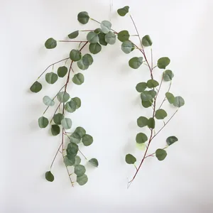 Artificial eucalyptus garland with silver dollar leaves for wedding home decor