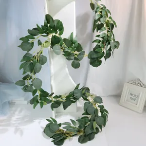 Detailed view of long artificial eucalyptus garland for wedding and home decoration