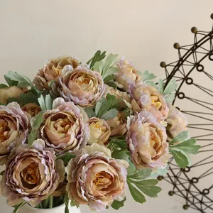 Vintage silk artificial Ranunculus flowers for home and wedding decoration