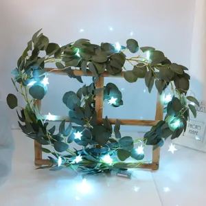 Eucalyptus leaf garland with LED star lights for wedding and home interior decoration